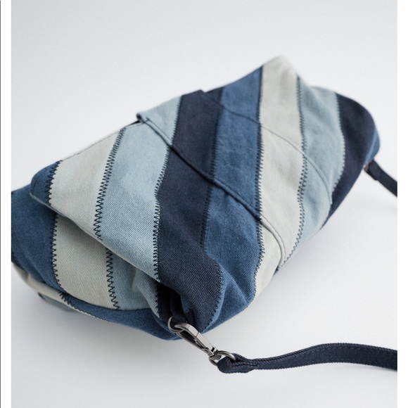 Zara Blue Denim Clutch Bag - Picture 9 of 11
